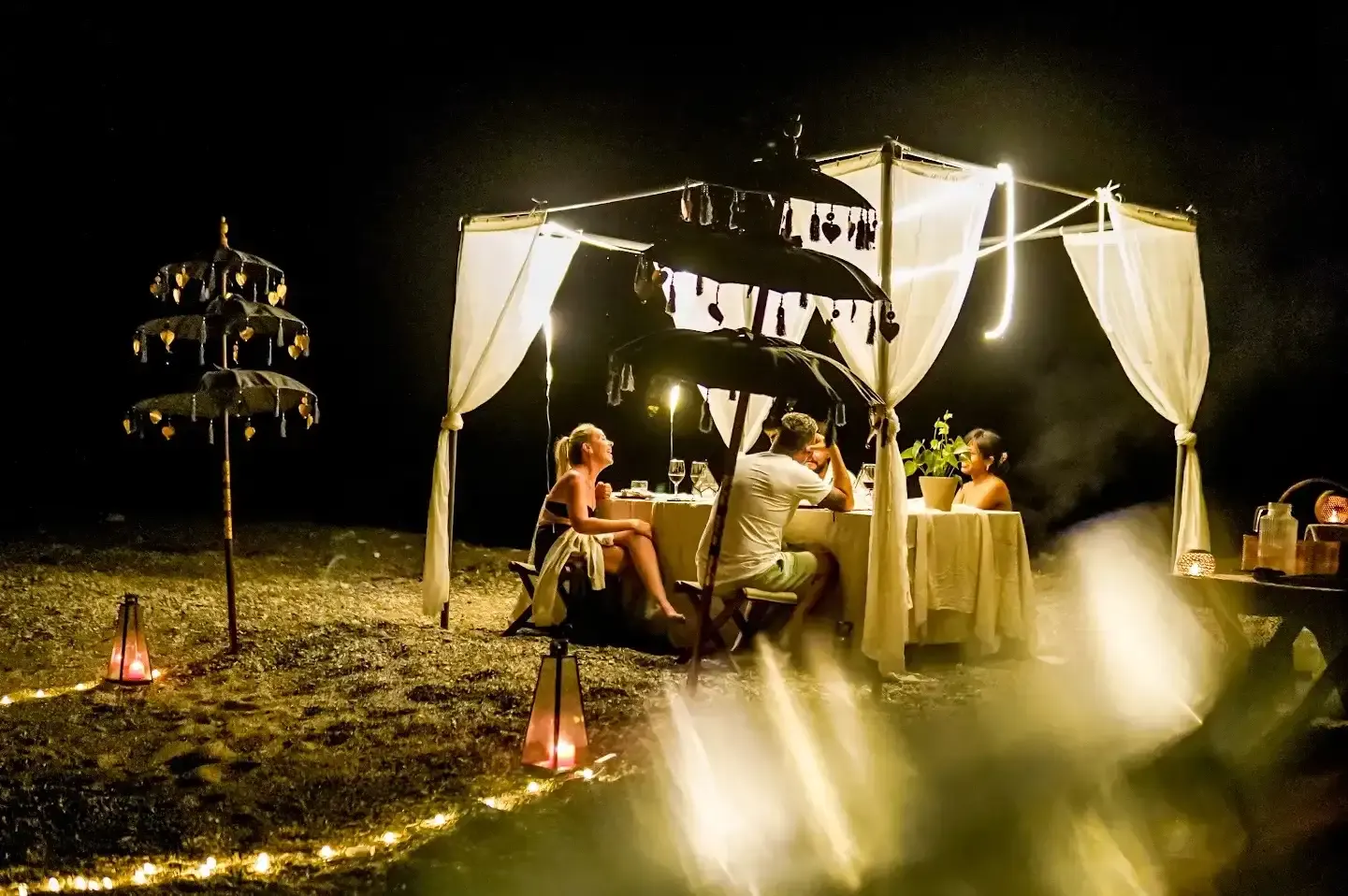 Candlelit dinner on a deserted beach